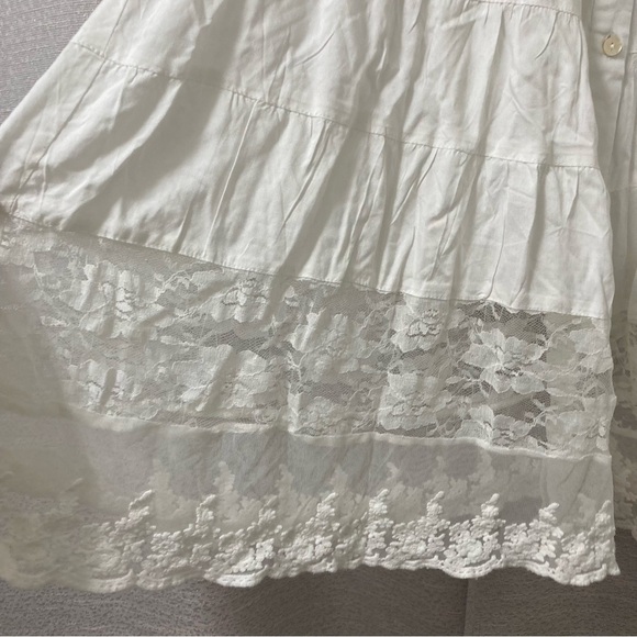 Roaman's Women’s White Lace Illusion Button-Up Tunica Top Size22 Costal Vacation - Picture 8 of 13